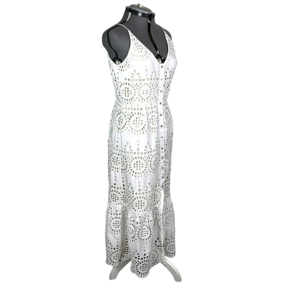 Winston White Dress Sausalito Eyelet Maxi White Sleeveless Bohemian Chic